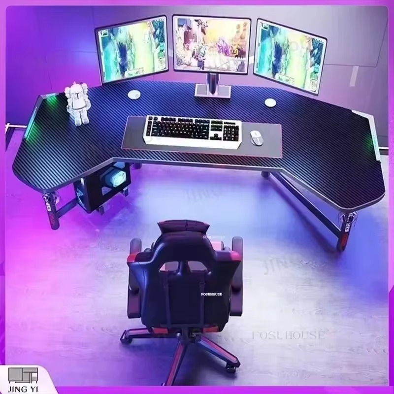 Desk Setup L Shaped - プロ仕様ゲーミングデスク 人間工学に基づいたオフィス/自宅eスポーツ用コンピューターデスク 高さ調整可能L字型デスク ケーブル付き