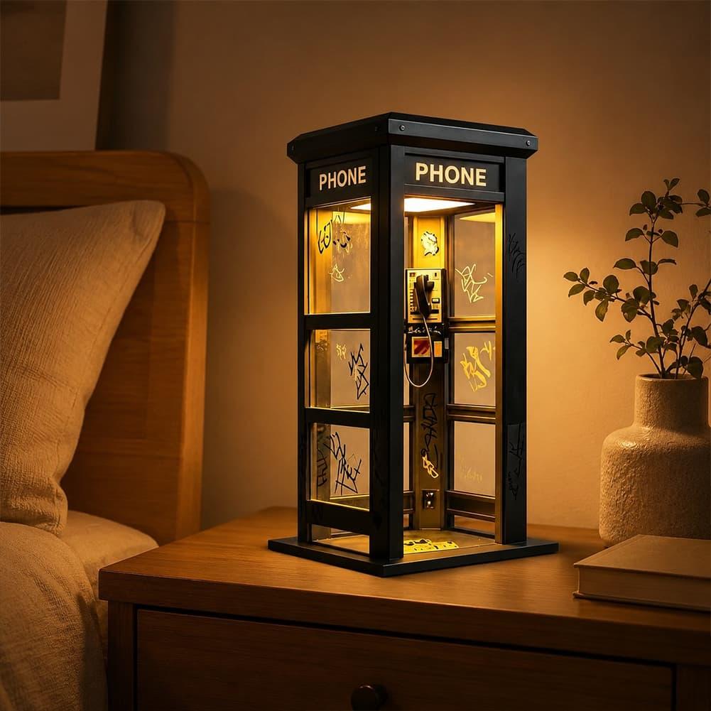 レトロな落書き電話ボックス型テーブルランプ ミニロンドン電話 - Desk Setup Lamp のレビューと価格