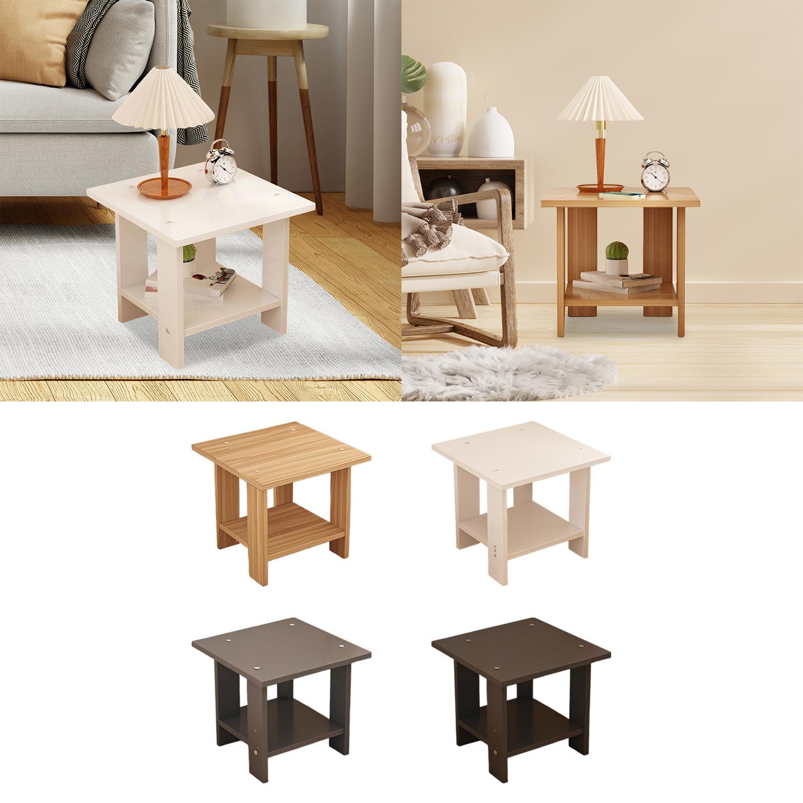 木製二層サイドテーブル多機能頑丈モダン軽量ランプ電話用ラップ - Desk Setup Minimalist のレビューと価格