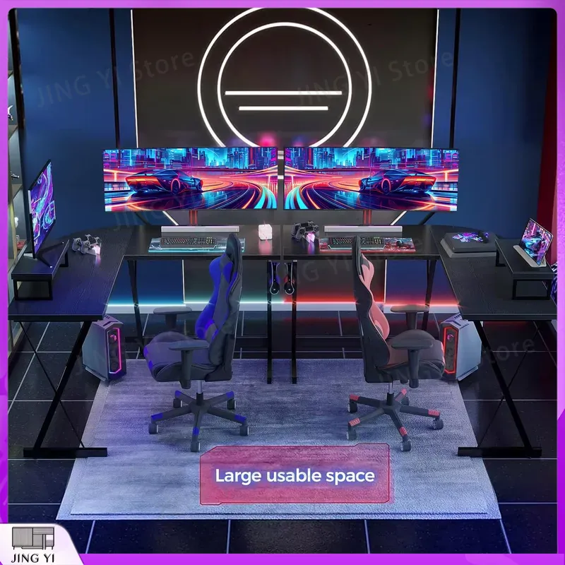 L字型ゲーミングデスク モニタースタンド付き 127x127 - Desk Setup L Shaped のレビューと価格