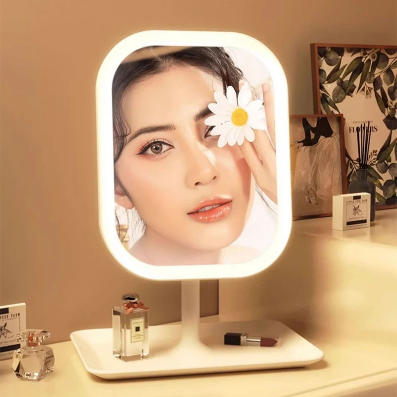 新しいLEDモダンデスクトップバニティミラー、ポータブル3色 - Desk Setup Lamp のレビューと価格
